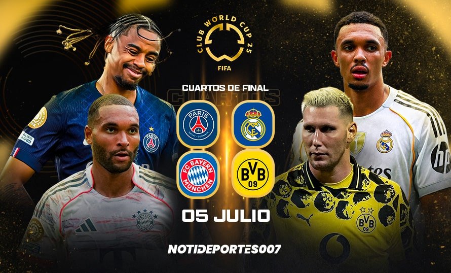 Cuartos de Final del Mundial de Clubes 2025 – sábado 5 de julio: Real Madrid vs Borussia Dortmund y PSG vs. Bayern, una jornada con historia, revancha y hambre de gloria