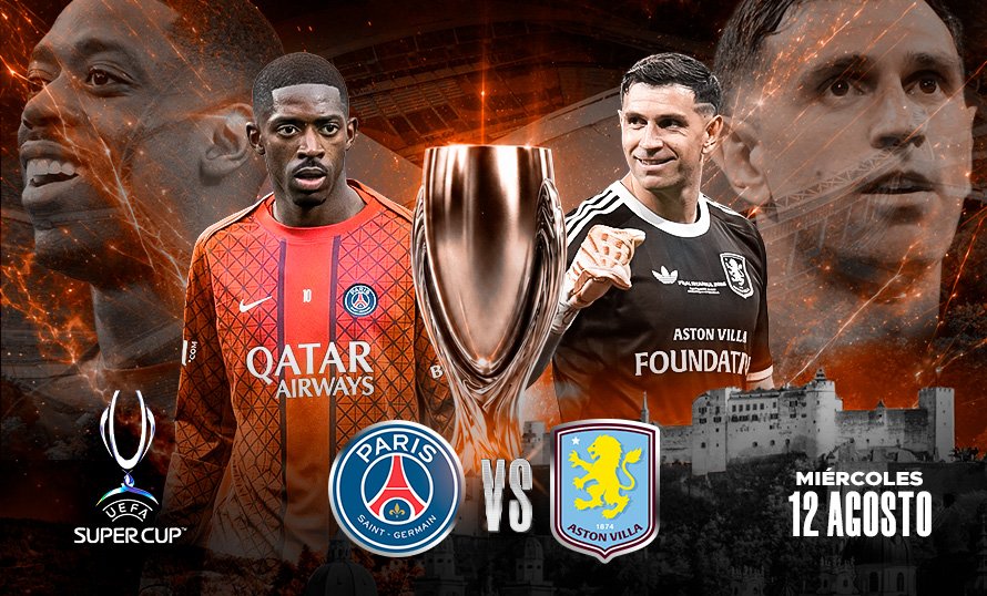 PSG y Aston Villa se enfrentan mañana por la Supercopa de Europa