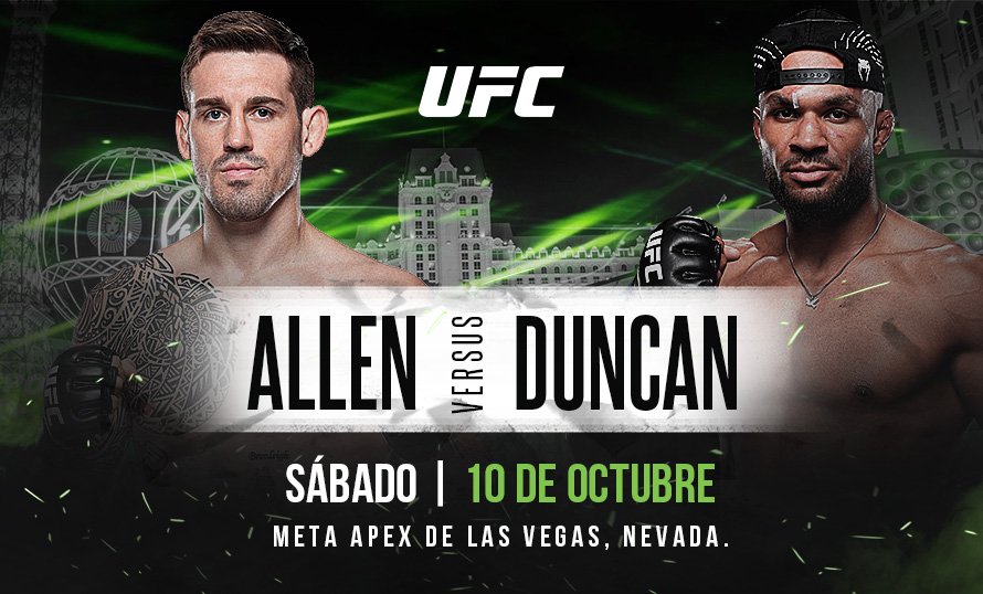 Allen vs Duncan: duelo clave hoy en UFC Fight Night